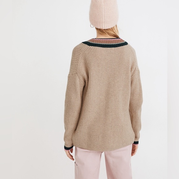 Madewell Tipped Forrest V-Neck Sweater - Picture 3 of 8